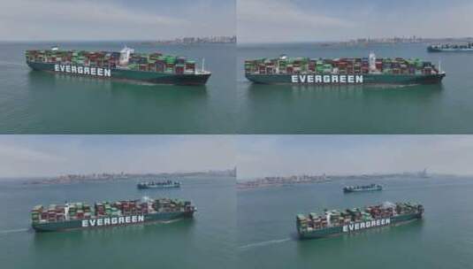 轮船海上轮船集装箱船巨轮高清在线视频素材下载