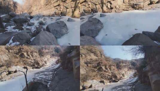 冬日的太行山山谷高清在线视频素材下载