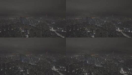LOG格式深圳福田区新洲村夜景航拍高清在线视频素材下载