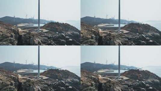 海岛上风力发电场高清在线视频素材下载