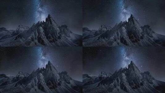 蒙特帕特诺上空的银河，意大利的白云石高清在线视频素材下载