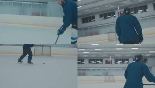 冰球运动员射击冰球高清在线视频素材下载