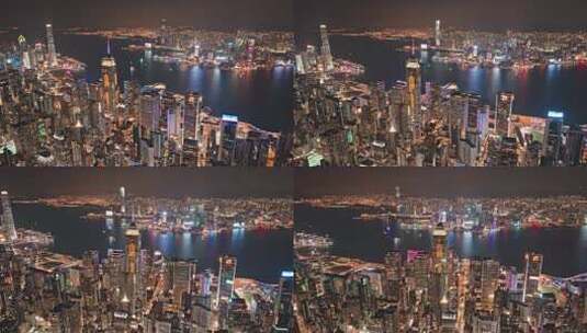 航拍香港半岛璀璨夜景高清在线视频素材下载