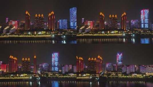武汉滨江夜景航拍高清在线视频素材下载