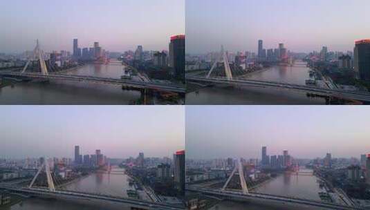 4k 航拍宁波三江口城市建筑天际线夜色高清在线视频素材下载
