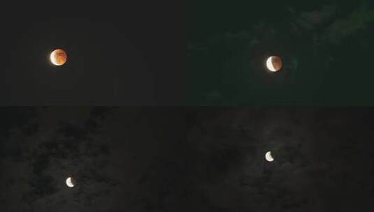 月全食，红月亮血月延时摄影高清在线视频素材下载