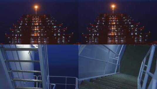 货轮集装箱 夜晚航行 大海 海洋远航高清在线视频素材下载
