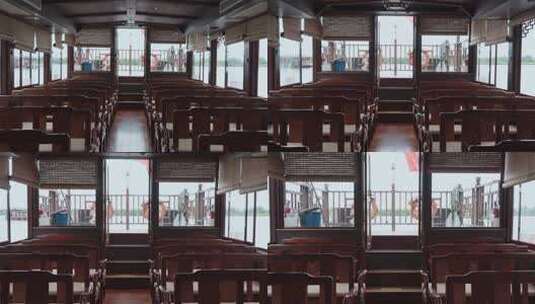 画舫游船内部座椅高清在线视频素材下载