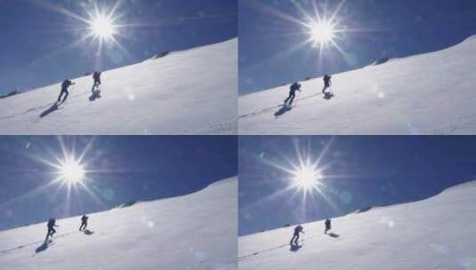 阳光直射、登雪山、攀登者高清在线视频素材下载