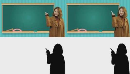 女教师站在黑板前做手势高清在线视频素材下载