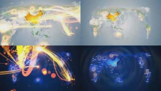 阜阳临泉县地图辐射到全世界全球连线 3高清在线视频素材下载
