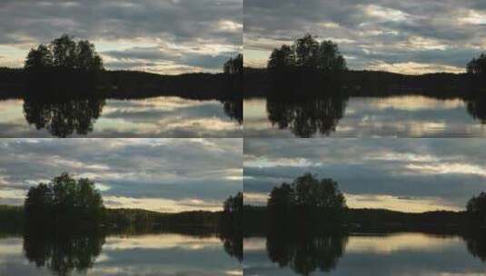 延时拍摄日落时分的湖泊高清在线视频素材下载