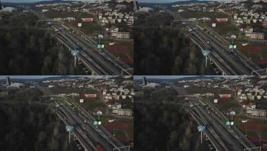 高角度查看交通繁忙的高速公路高清在线视频素材下载