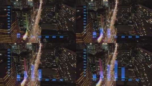 市中心城市视频前的条形图高清在线视频素材下载