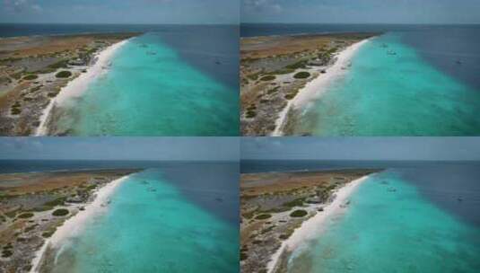 小库拉索岛著名的一日游和浮潜之旅在白色海滩和蓝色清除高清在线视频素材下载