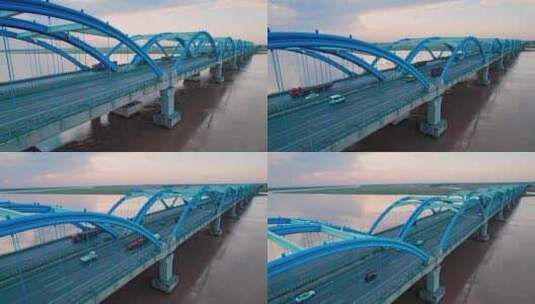 4k航拍刘江黄河大桥高清在线视频素材下载