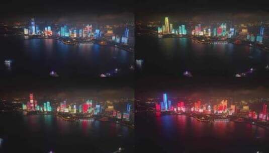 山东青岛市浮山湾夜景航拍高清在线视频素材下载