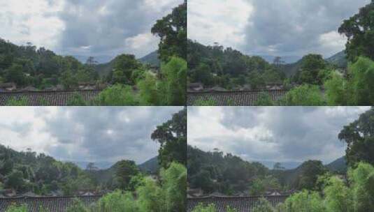 延时摄影江南古镇村庄屋檐天空流动的云高清在线视频素材下载