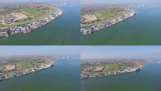 空中：荷兰著名的渔业小镇/港口耶塞克。高清在线视频素材下载