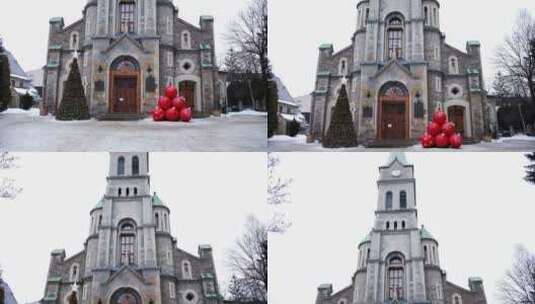 波兰扎科帕内市教堂景观高清在线视频素材下载