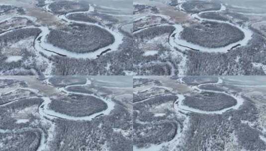 初春时节扎敦河湿地雪景高清在线视频素材下载