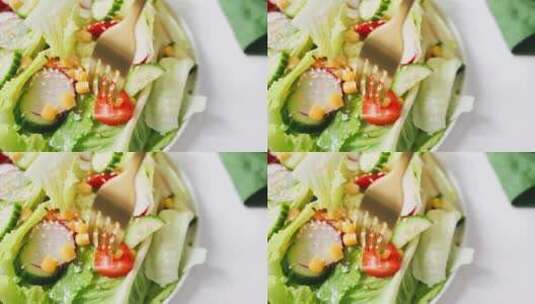 轻食沙拉健康美食制作高清在线视频素材下载