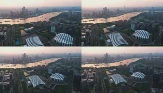 航拍上海浦东新区东方体育中心高清在线视频素材下载