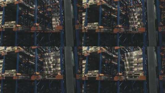 4K拍摄现代冷链仓库分拣货物机器人工作高清在线视频素材下载
