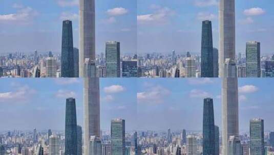 4K航拍广州珠江新城蓝天白云空镜高清在线视频素材下载