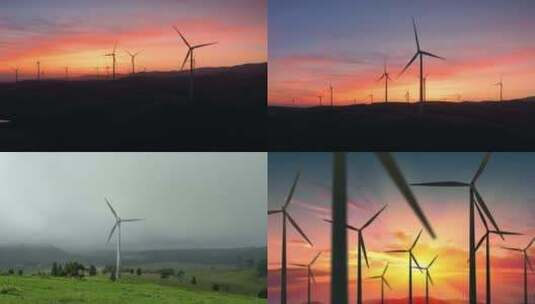 【合集】黄昏下的风力发电机场景高清在线视频素材下载