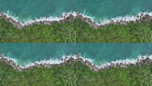 泰国普吉岛热带雨林海岸线自然风光航拍高清在线视频素材下载