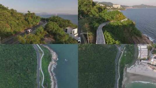 深圳大鹏湾沿海公路房车跟拍高清在线视频素材下载