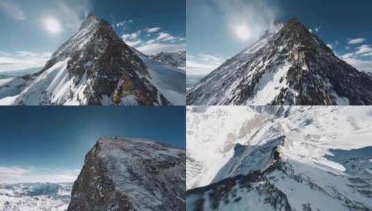 4K-无人机飞越雪山山脊（60FPS）高清在线视频素材下载