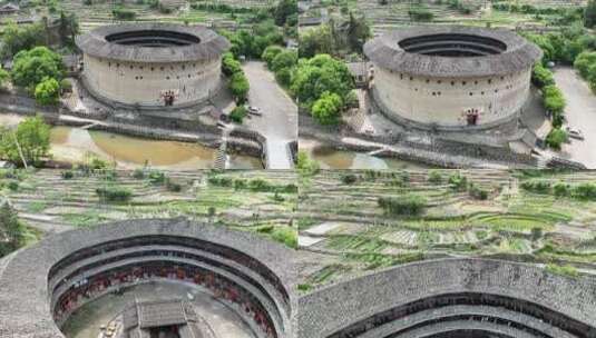 福建土楼(南靖)景区云水谣景区航拍高清在线视频素材下载