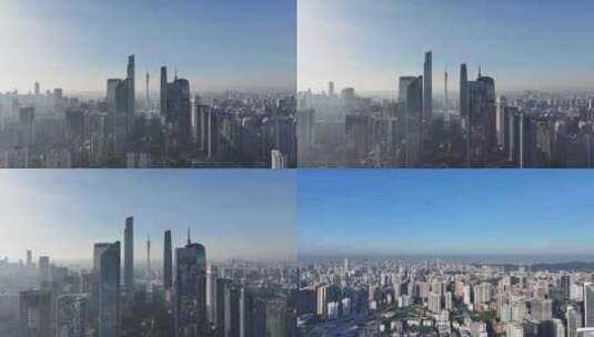广州珠江新城CBD清晨航拍高清在线视频素材下载