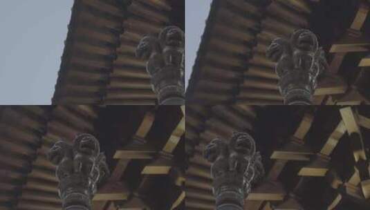 静安寺 屋檐雕塑高清在线视频素材下载