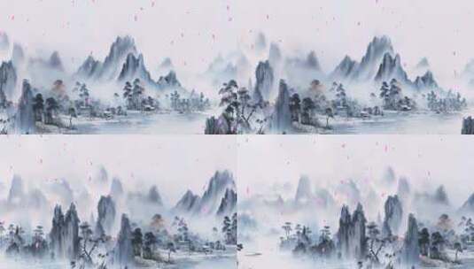 4K中国山水画动态视频高清在线视频素材下载