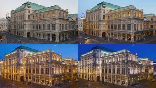 维也纳歌剧院夜景高清在线视频素材下载
