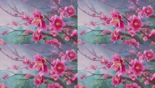 桃花樱花春天花朵唯美浪漫舞美三维动画高清在线视频素材下载