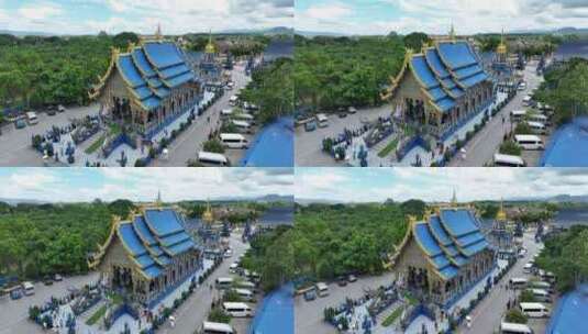 航拍泰国清莱蓝庙城市建筑风光高清在线视频素材下载