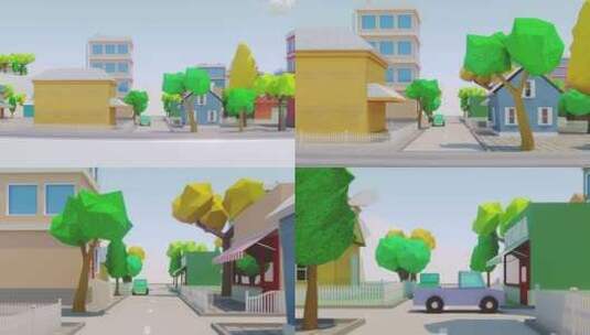 卡通城市低聚3D演练高清在线视频素材下载