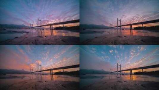 福州魁浦大桥城市风光桥梁夜转日延时高清在线视频素材下载