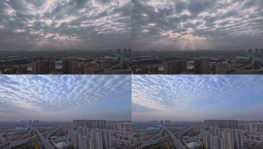 城市天空云层耶稣光延迟摄影高清在线视频素材下载