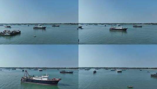 海边渔船码头海岸线风光航拍渔港汕尾港风景高清在线视频素材下载