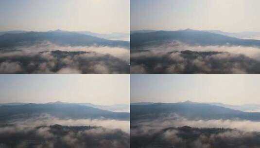 清晨大山山脉云雾航拍高清在线视频素材下载
