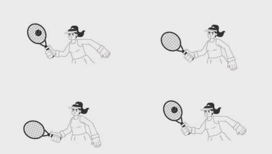 动画Bw网球运动员球高清在线视频素材下载
