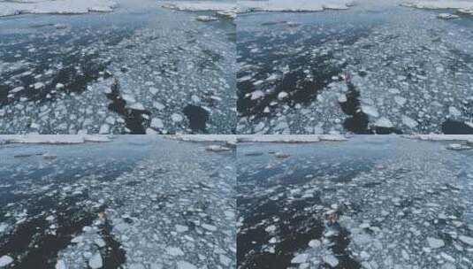 黄道十二宫船漂浮在融化的浮冰鸟瞰图高清在线视频素材下载