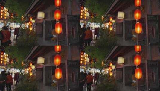 成都锦里古街夜景实时高清在线视频素材下载