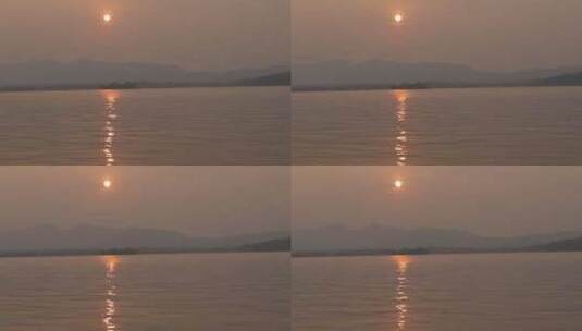 西湖湖面日落高清在线视频素材下载