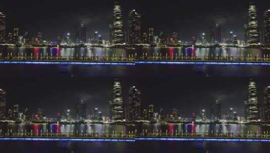 深圳市深圳湾人才公园地标建筑夜景航拍高清在线视频素材下载